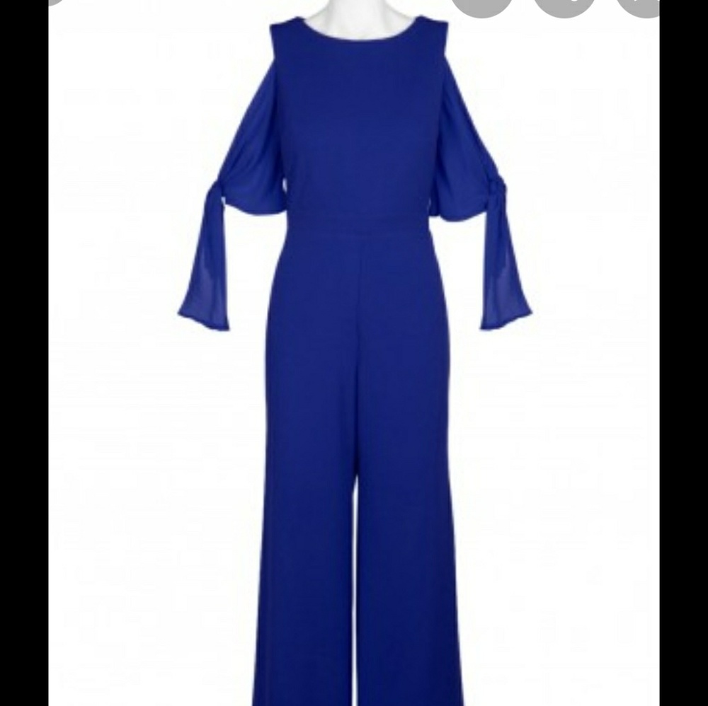 Deep royal, cold shoulder jumpsuit by Taylor